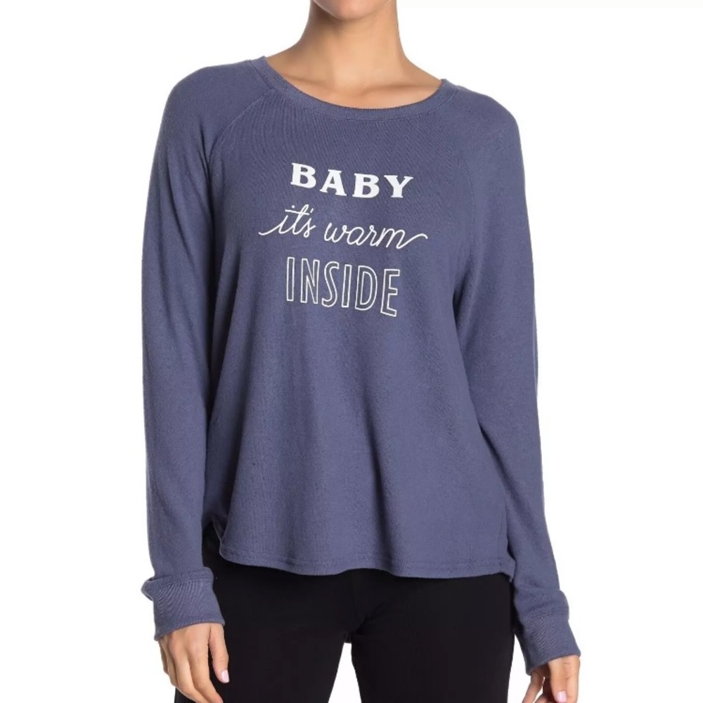 Free Press Baby It's Warm Inside Blue Sleepwear L